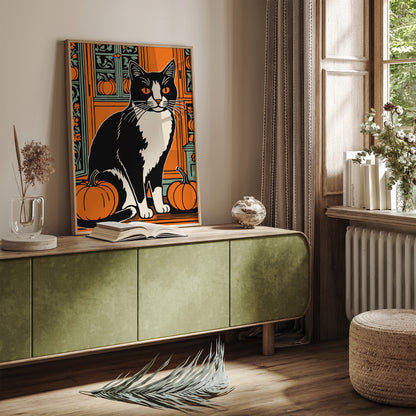 Pumpkin Farm and Cat Art Print