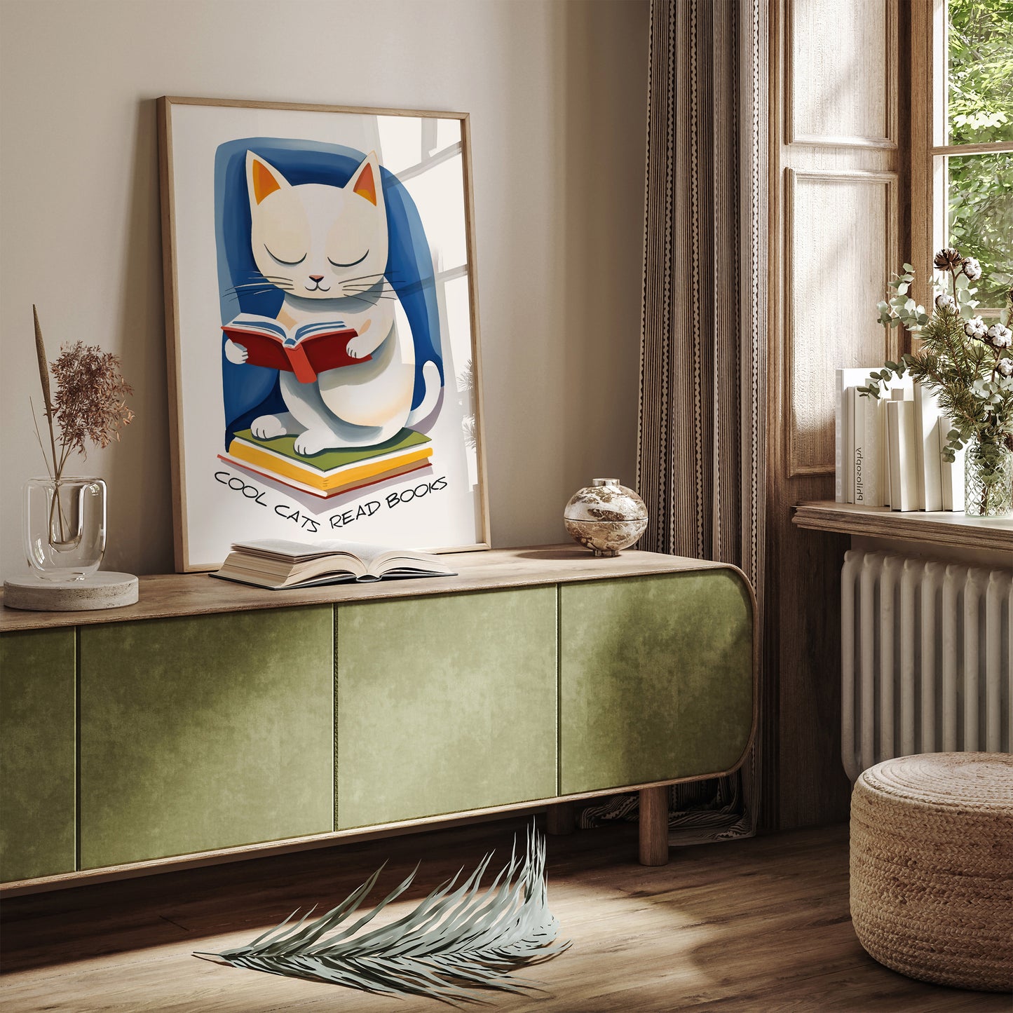 Coll Cats Read Books Literary Wall Art Print