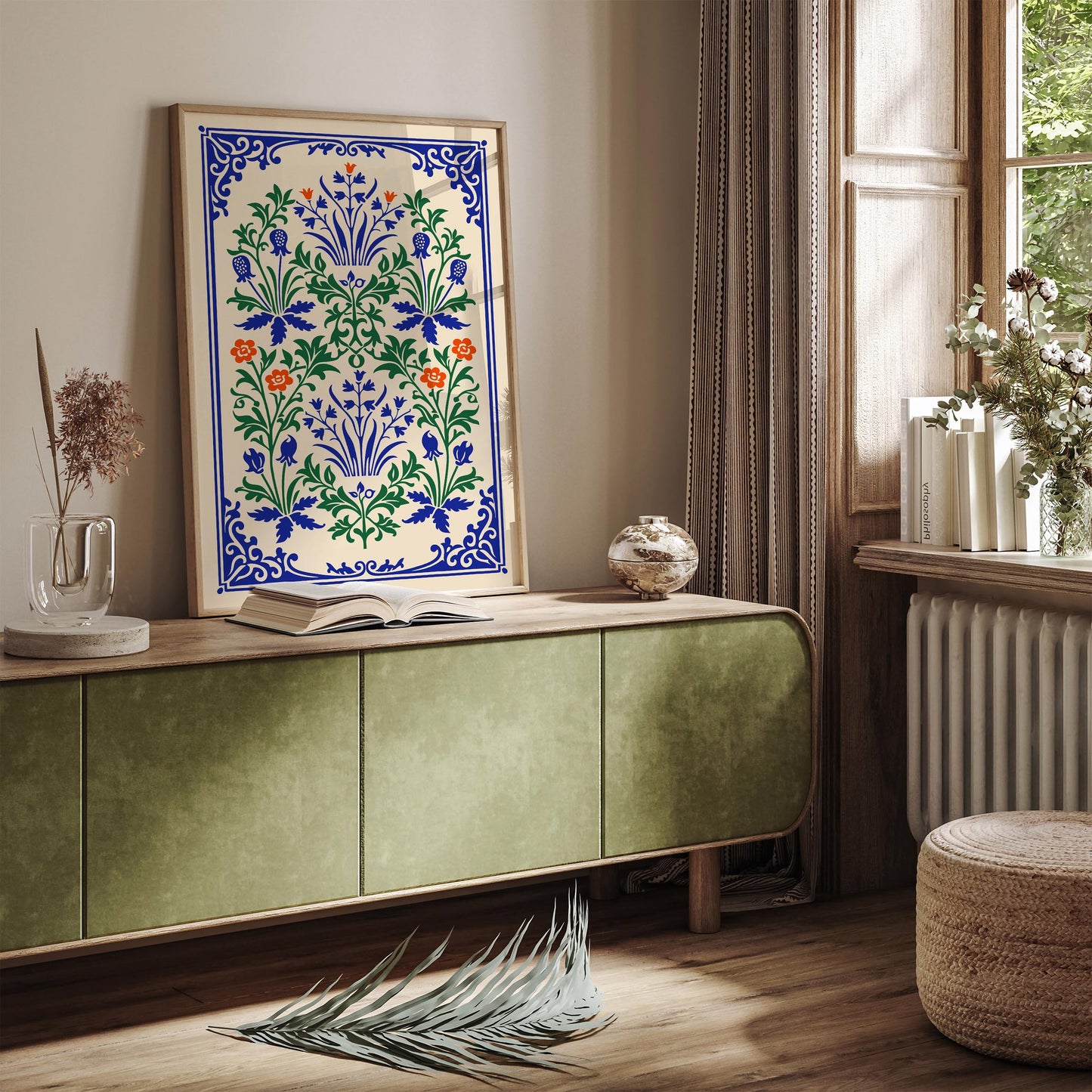 Rustic Folk Floral Wall Art Print