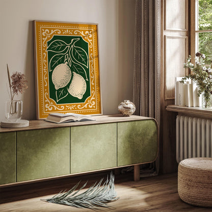 Rococo Lemons Poster for Kitchen Wall Decor
