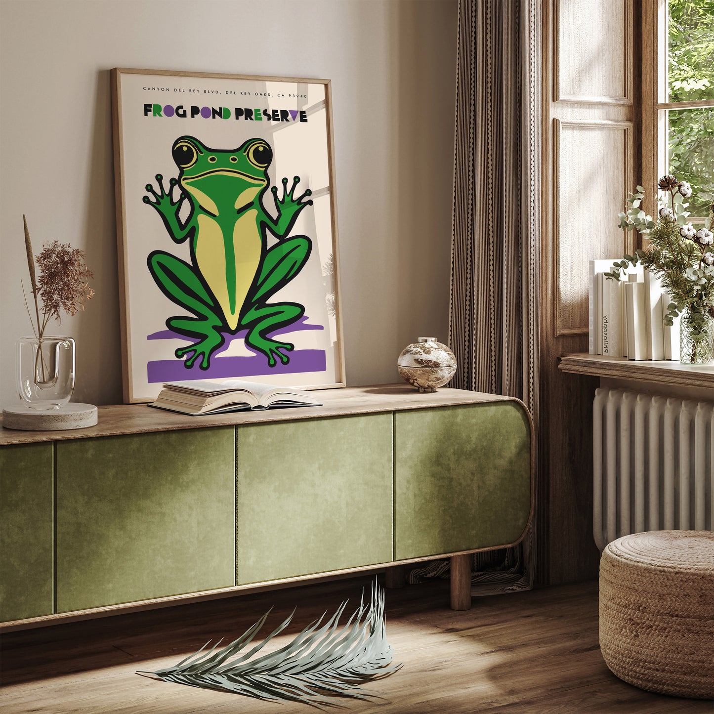 Retro Frog Pond Nature Poster