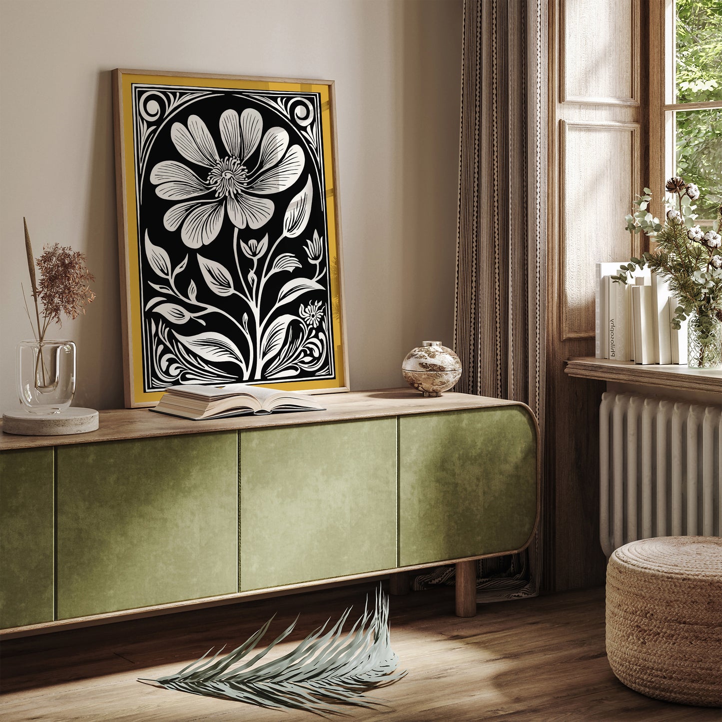 Art Nouveau Elegant Flower Wall Art