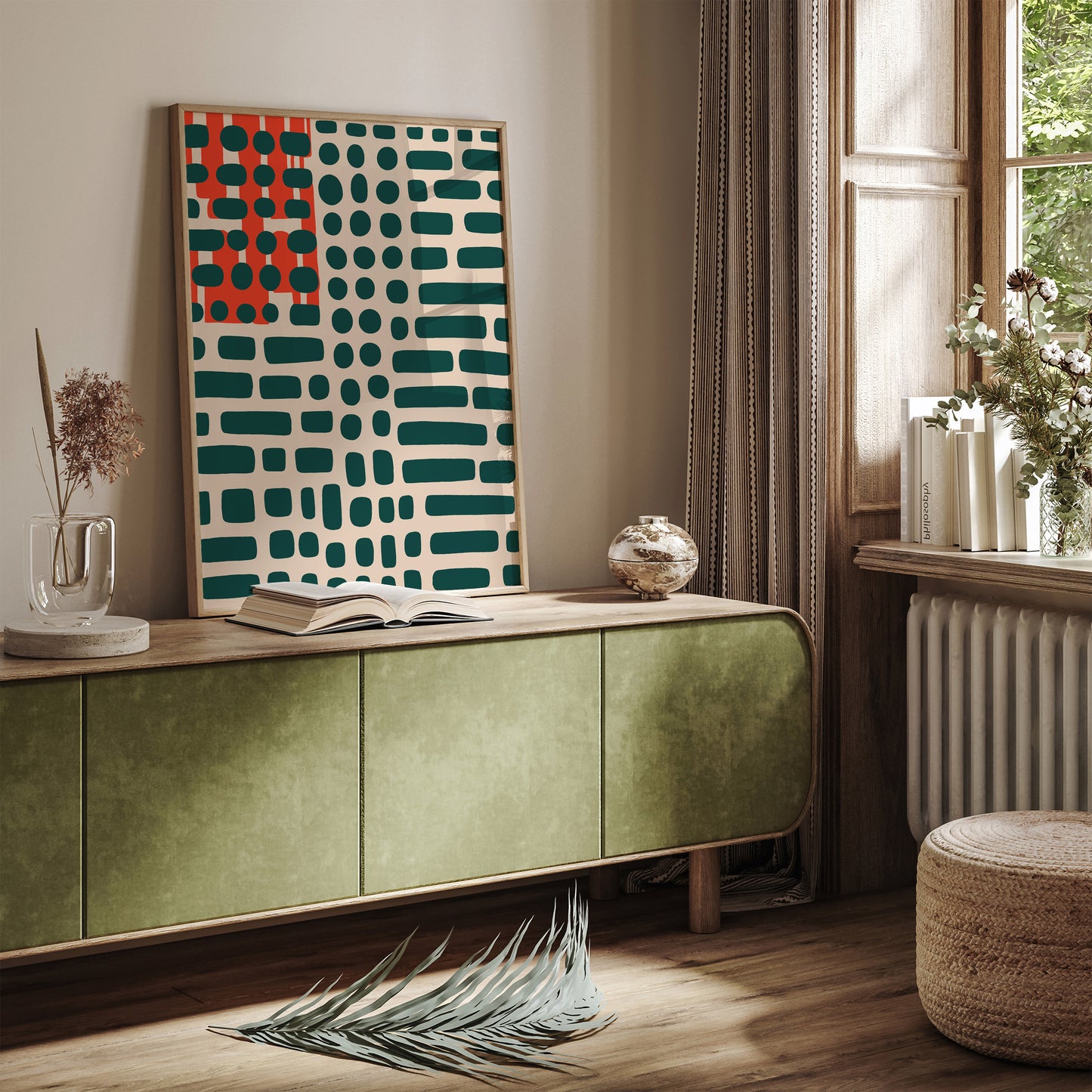 Mid Century Abstract Green Art Print