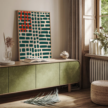 Mid Century Abstract Green Art Print