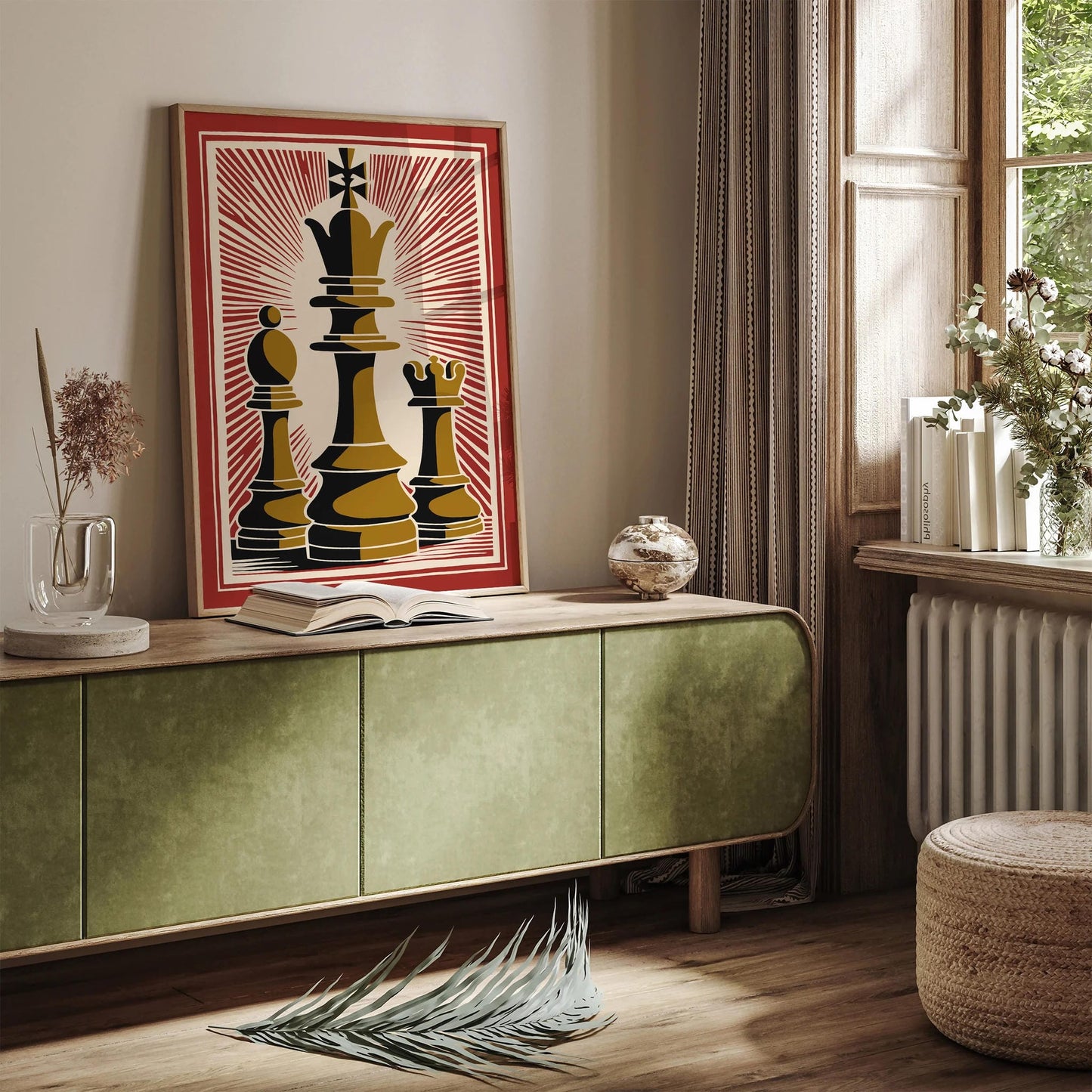 Chess Pieces Retro Red Poster - Vintage Style Wall Art