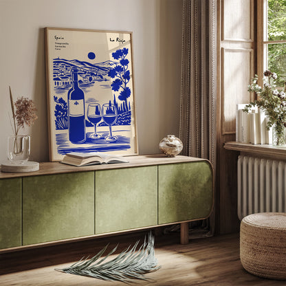 Spain La Rioja Wine Collection Blue Poster