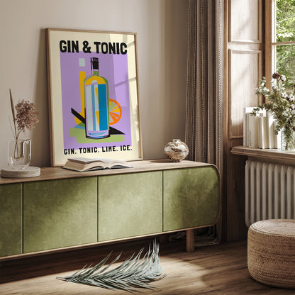 Gin & Tonic Colorful Drink Art Print