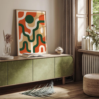 Retro 70s Vibe Abstract Wall Art Print