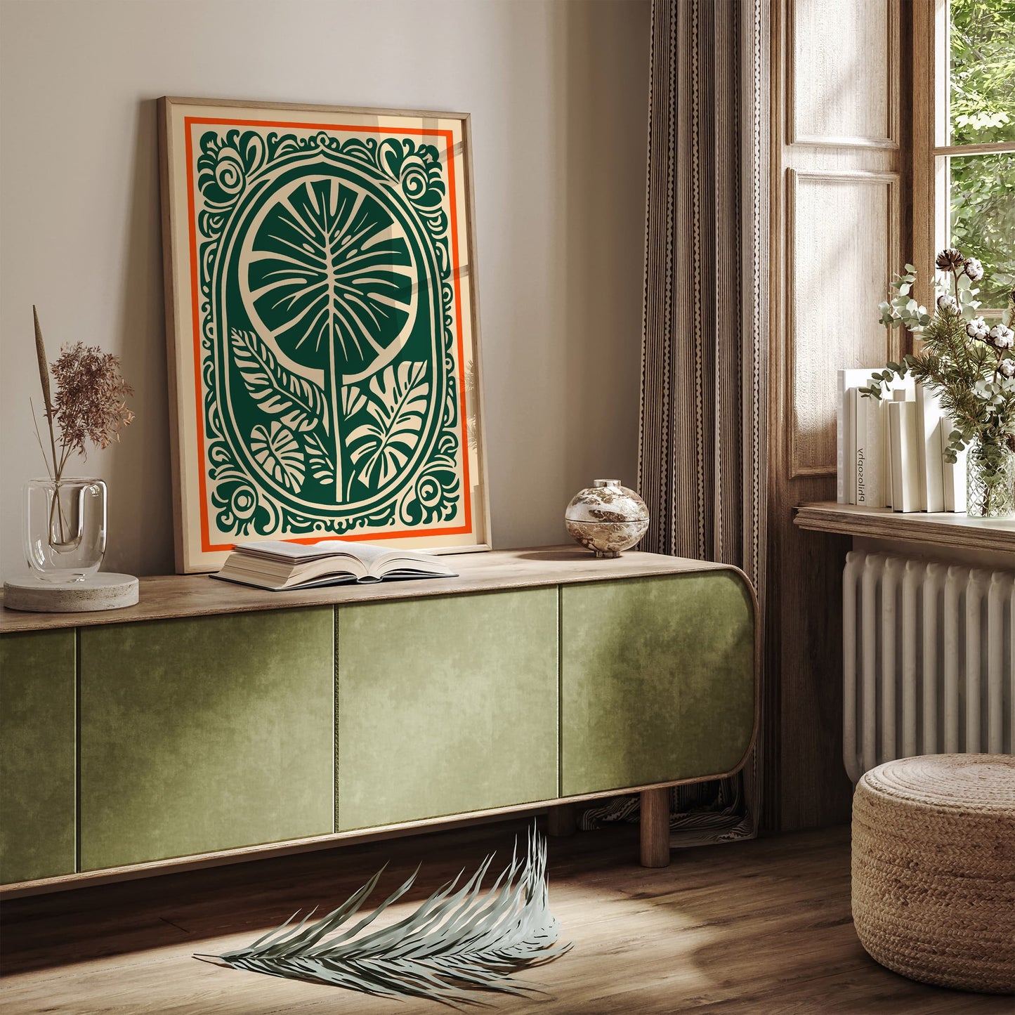Retro Cut Outs Monstera Leaves Poster