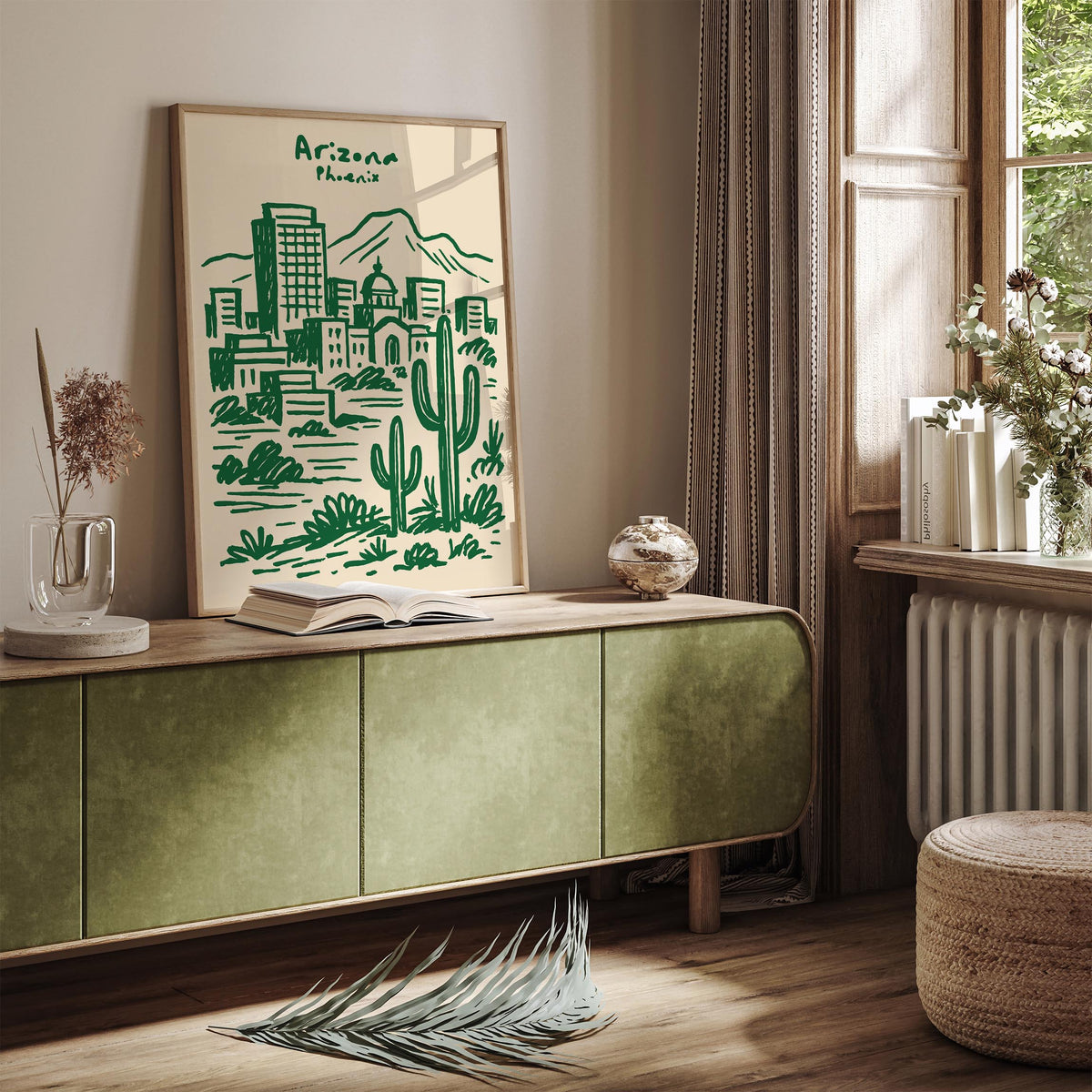 Phoenix Arizona Green Cityscape Travel Poster