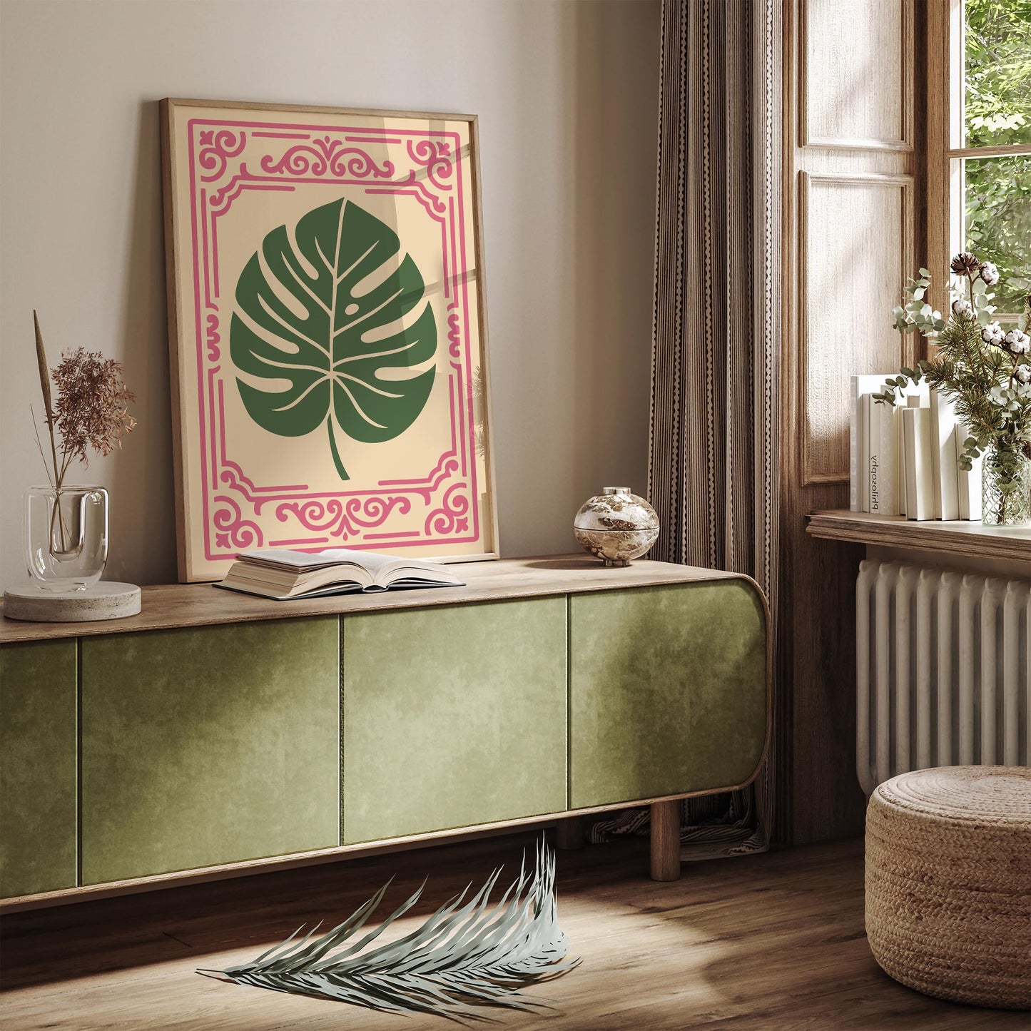 Rococo Revival Green Monstera Leaf Poster