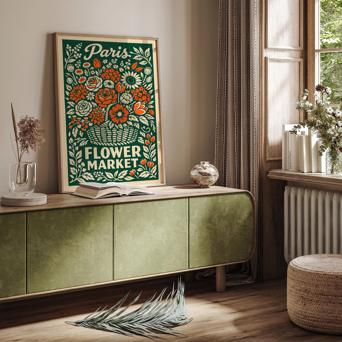 Vintage Paris Flower Market Poster