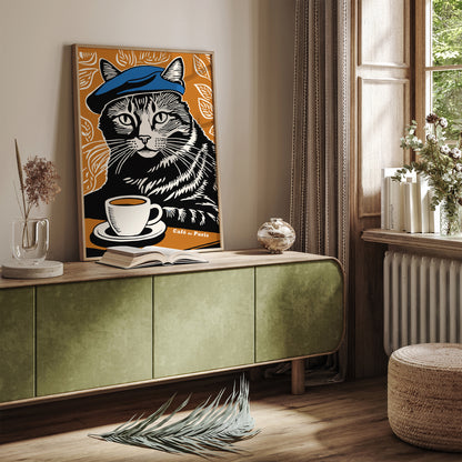 Cafe de Paris Cat Art Print