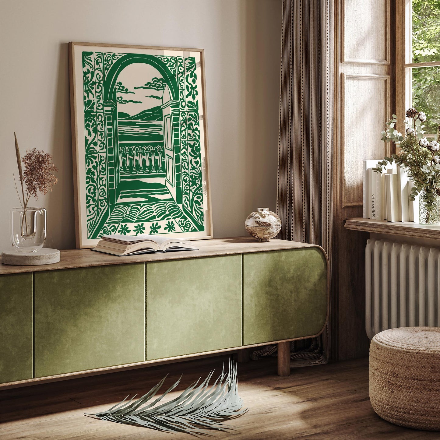 Italian Seascape Green Holiday Travel Wall Art Print