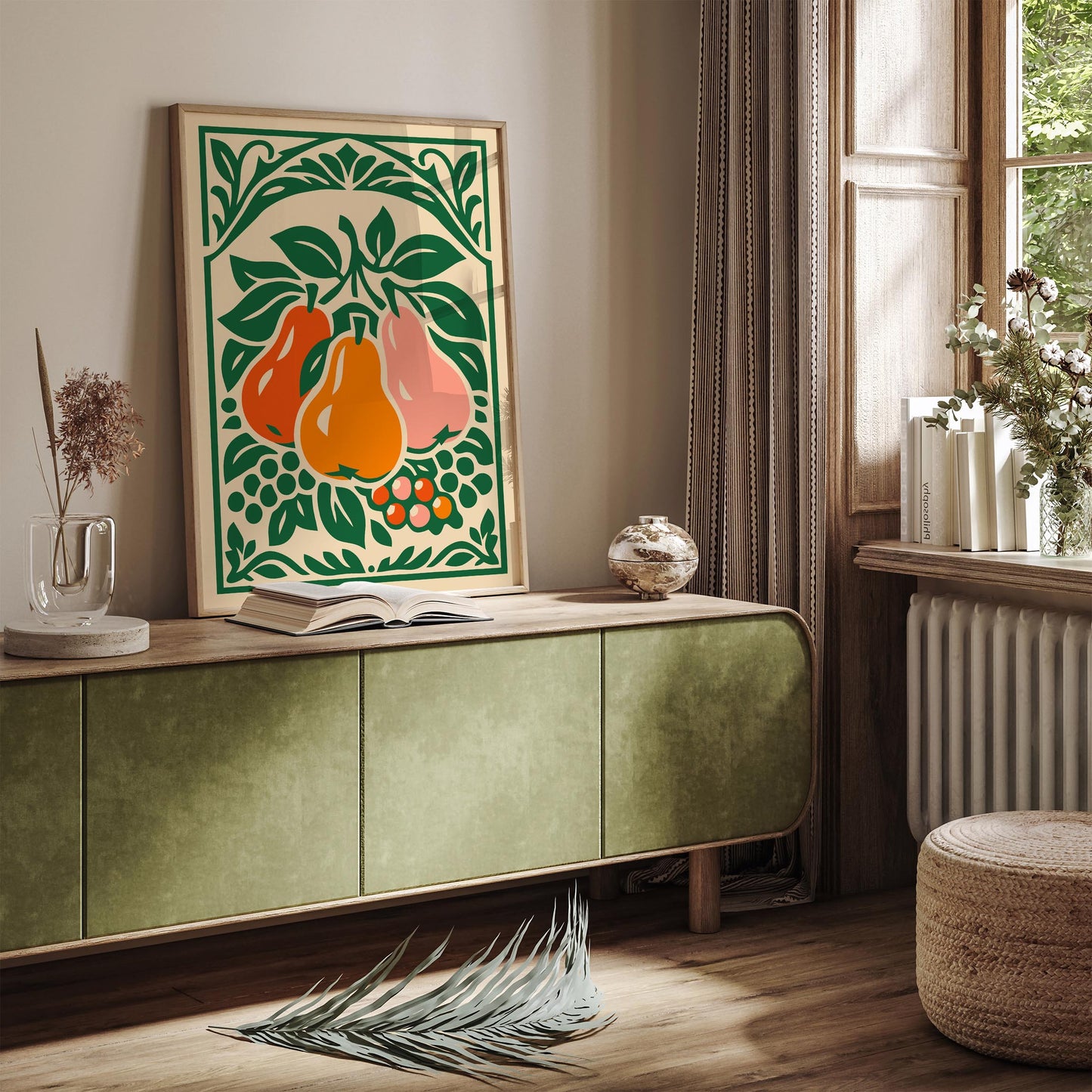 Retro Pear Poster – Colorful Fruit Wall Art