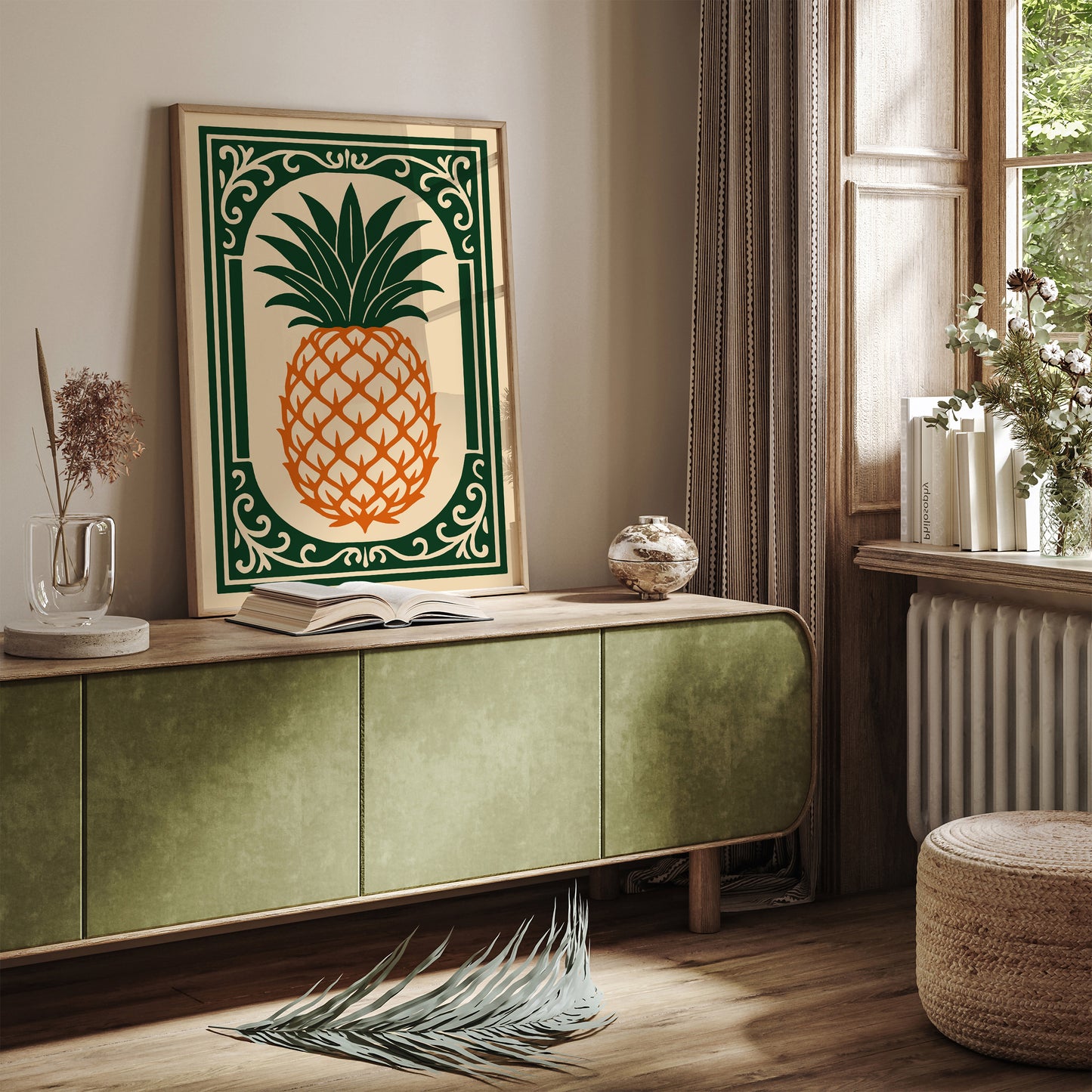 Rococo Pineapple Fruit Wall Art for Kitchen Decor