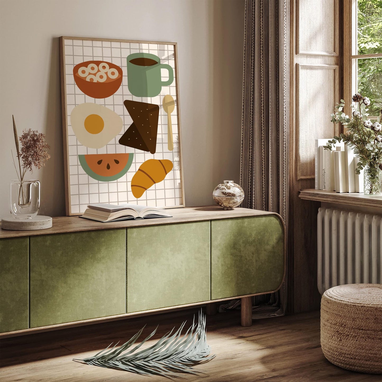 Retro Scandinavian Breakfast Art Print for Kitchen Wall Decor