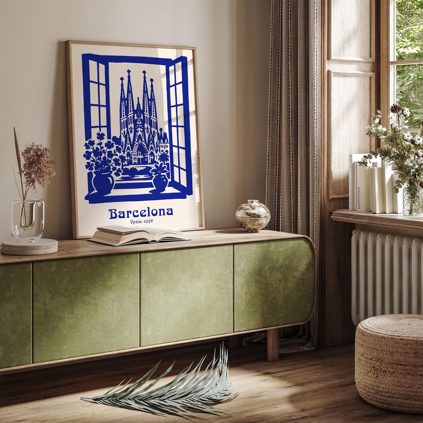 Barcelona Spain Scenic Art Print - Blue Travel Poster