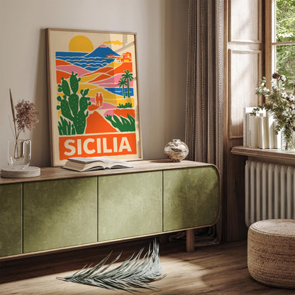 Sicilia Colorful Travel Poster