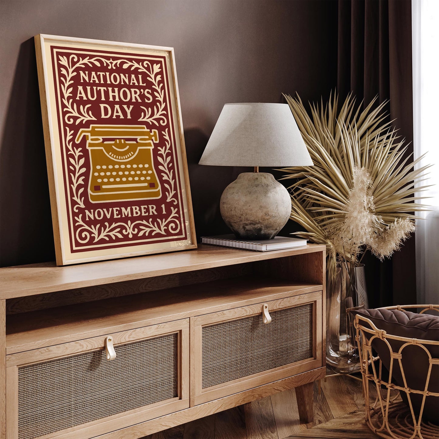 National Authors Day Nov 1 Poster - Old Typewriting Machine Art Print