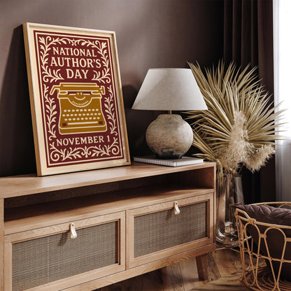 National Authors Day Nov 1 Poster - Old Typewriting Machine Art Print