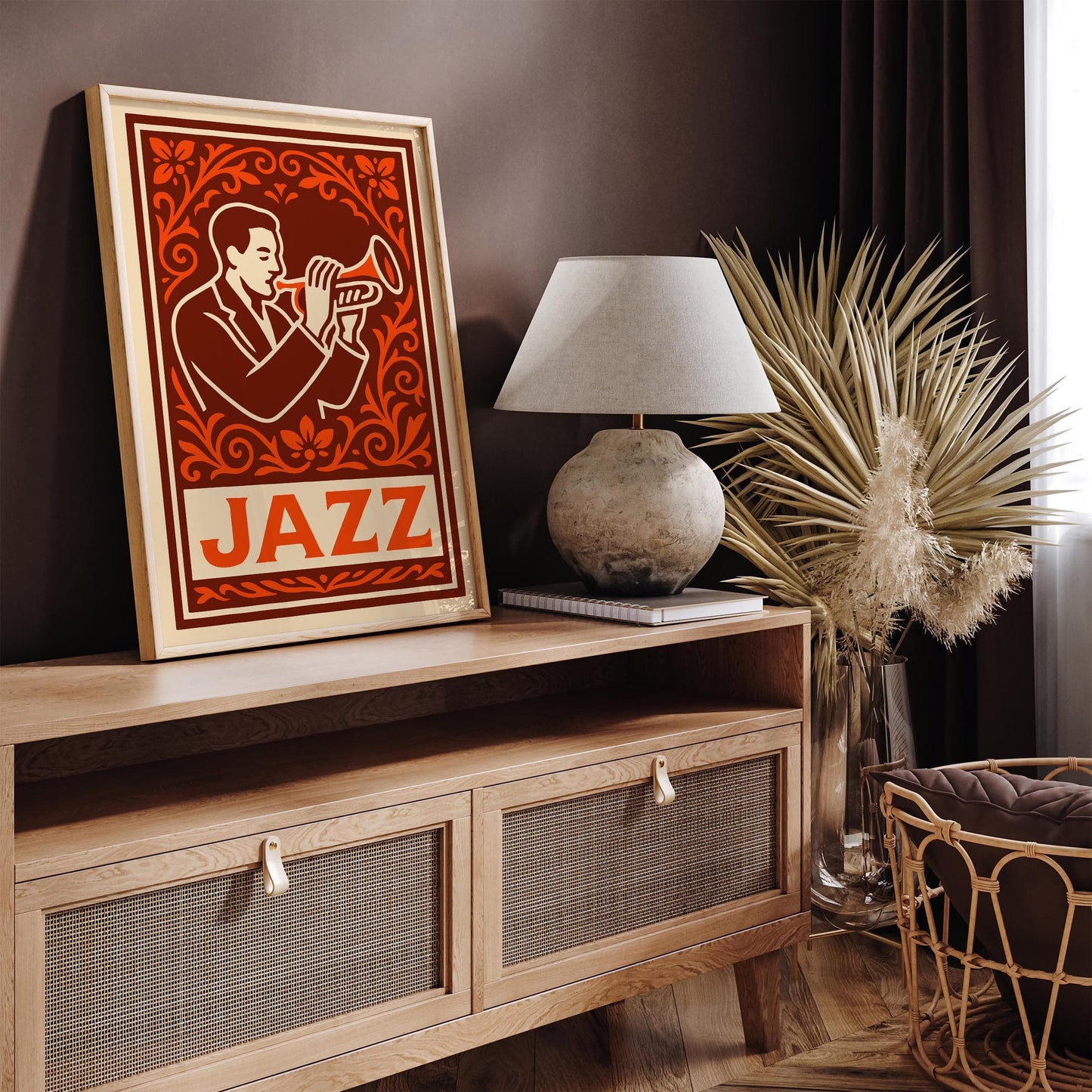 Jazz Musician Poster - Vintage Burgundy Music Wall Art