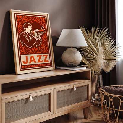 Jazz Musician Poster - Vintage Burgundy Music Wall Art