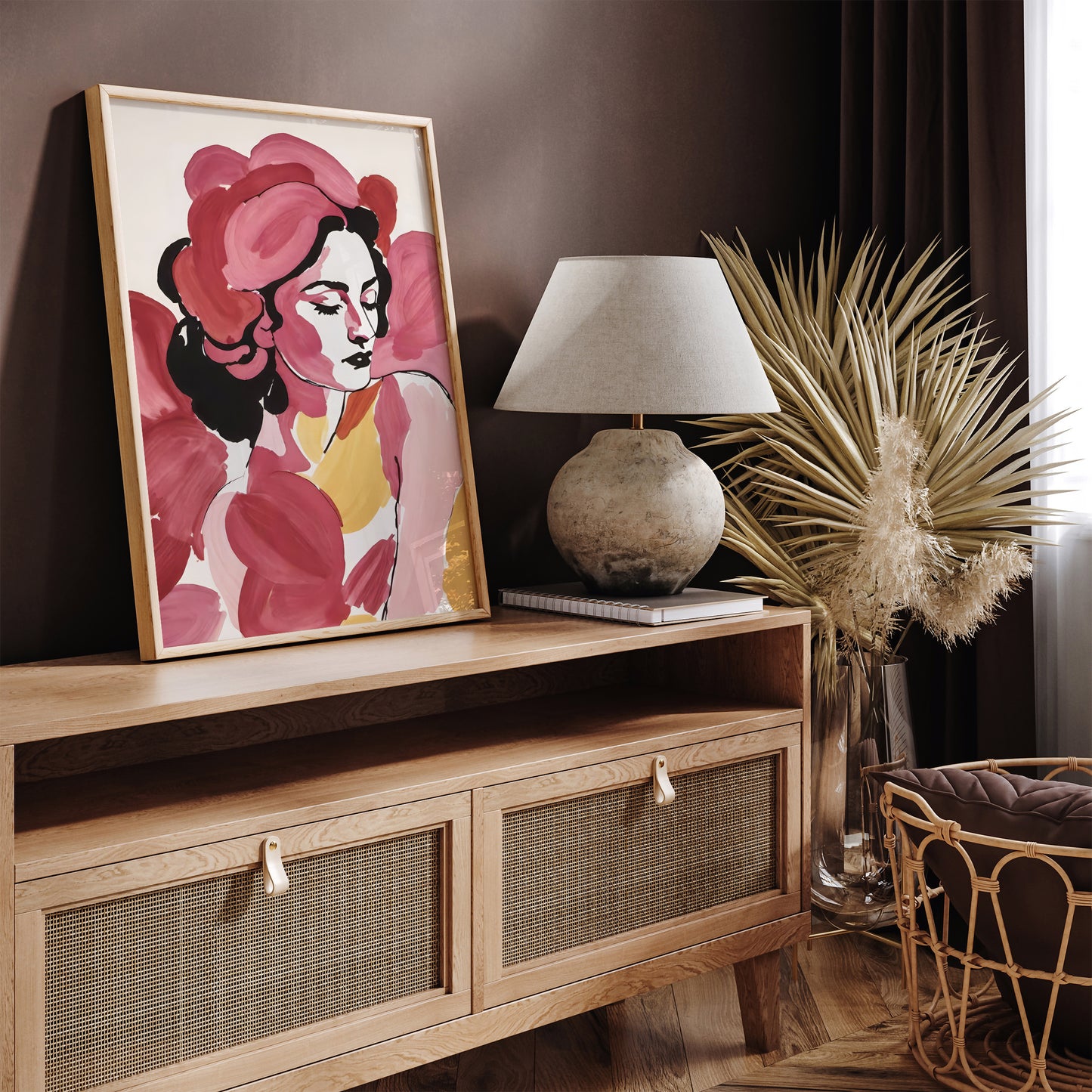 Artistic Woman Portrait Living Room Wall Art