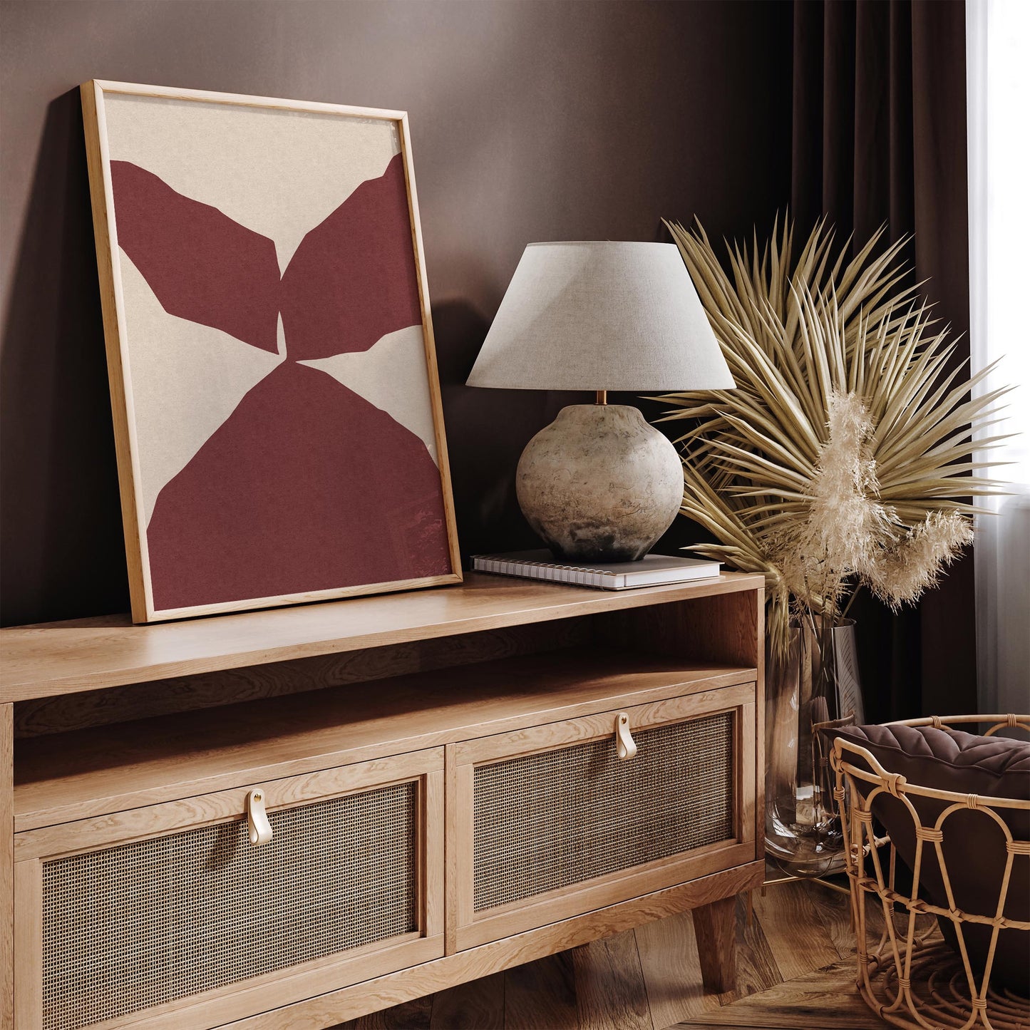 Burgundy Abstract Shape Poster