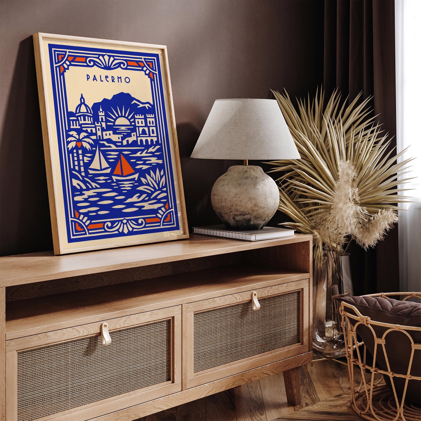 Palermo Sicily Poster - Blue Travel Wall Art