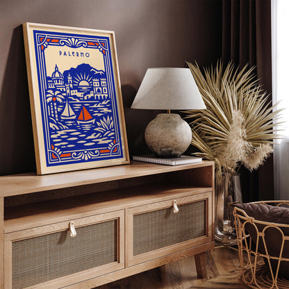 Palermo Sicily Poster - Blue Travel Wall Art