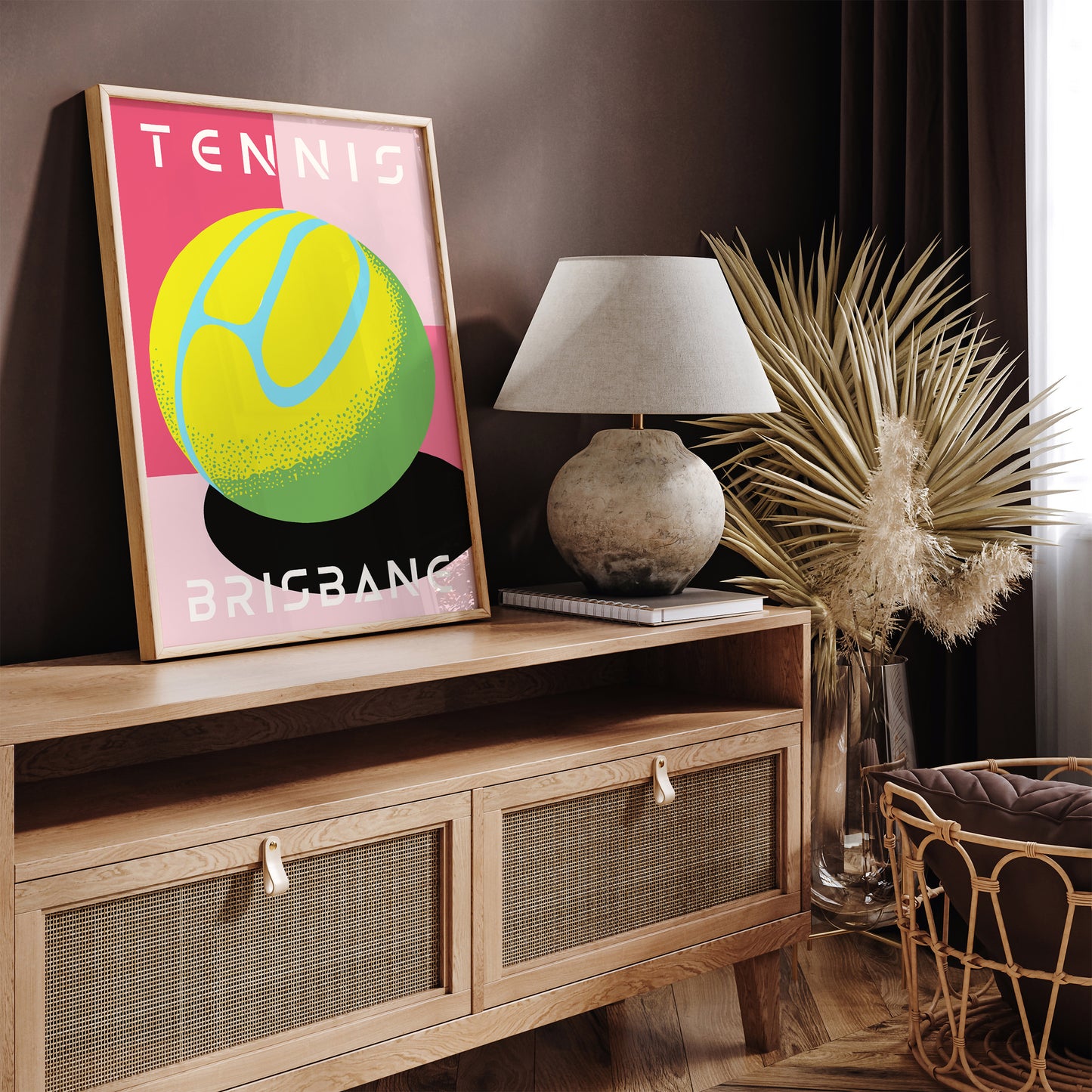 Brisbane Tennis Game Pink Sport Art Print