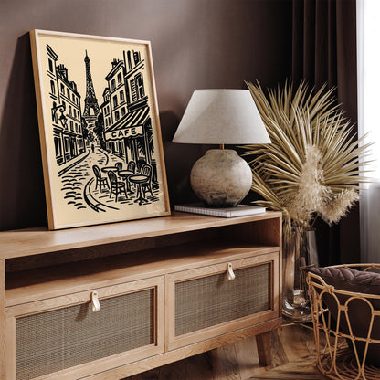 Paris Cafe Cityscape Travel Art Poster