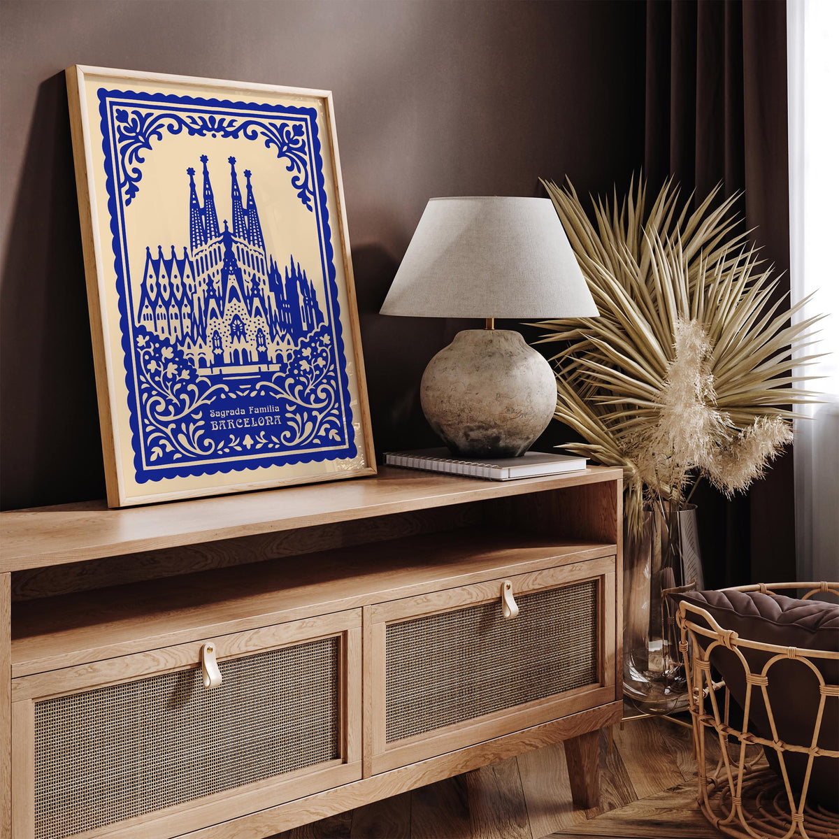 Sagrada Familia Barcelona Blue Poster