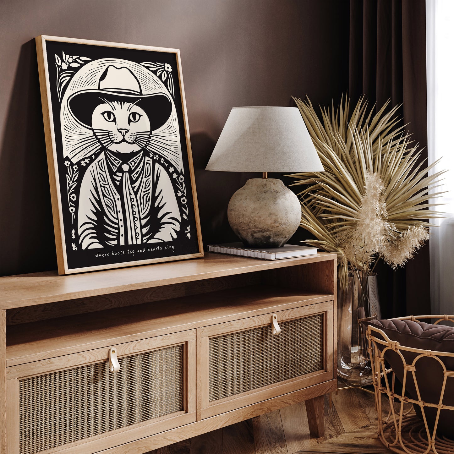 Cat Cowboy Cute Art Print
