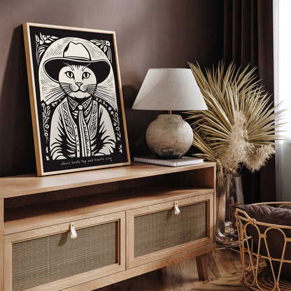 Cat Cowboy Cute Art Print
