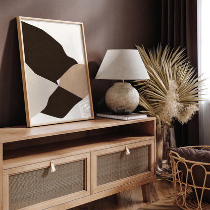 Abstract Brown Beige Wavy Shapes Wall Art Print 2026
