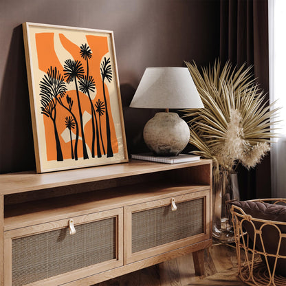 Mid Century Modern Palm Trees Abstract Poster