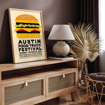 Austin Texas Food Truck Festival Cheeseburger Poster