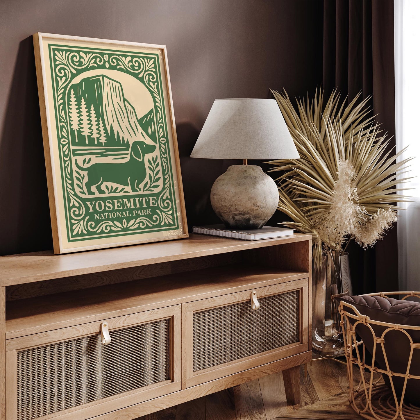 Yosemite National Park Poster - Green Dachshund Travel Art