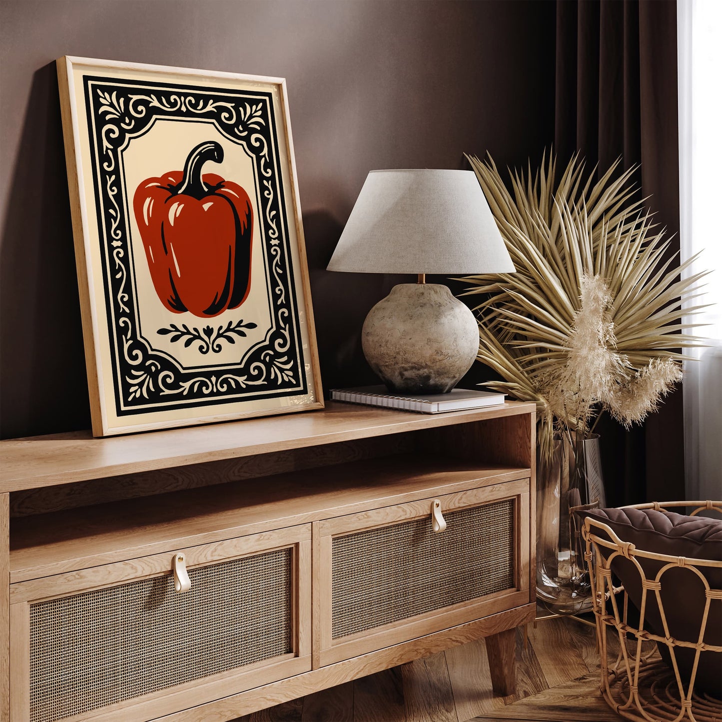 Red Bell Pepper Poster - Rococo Kitchen Wall Art Print