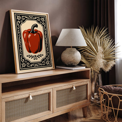 Red Bell Pepper Poster - Rococo Kitchen Wall Art Print