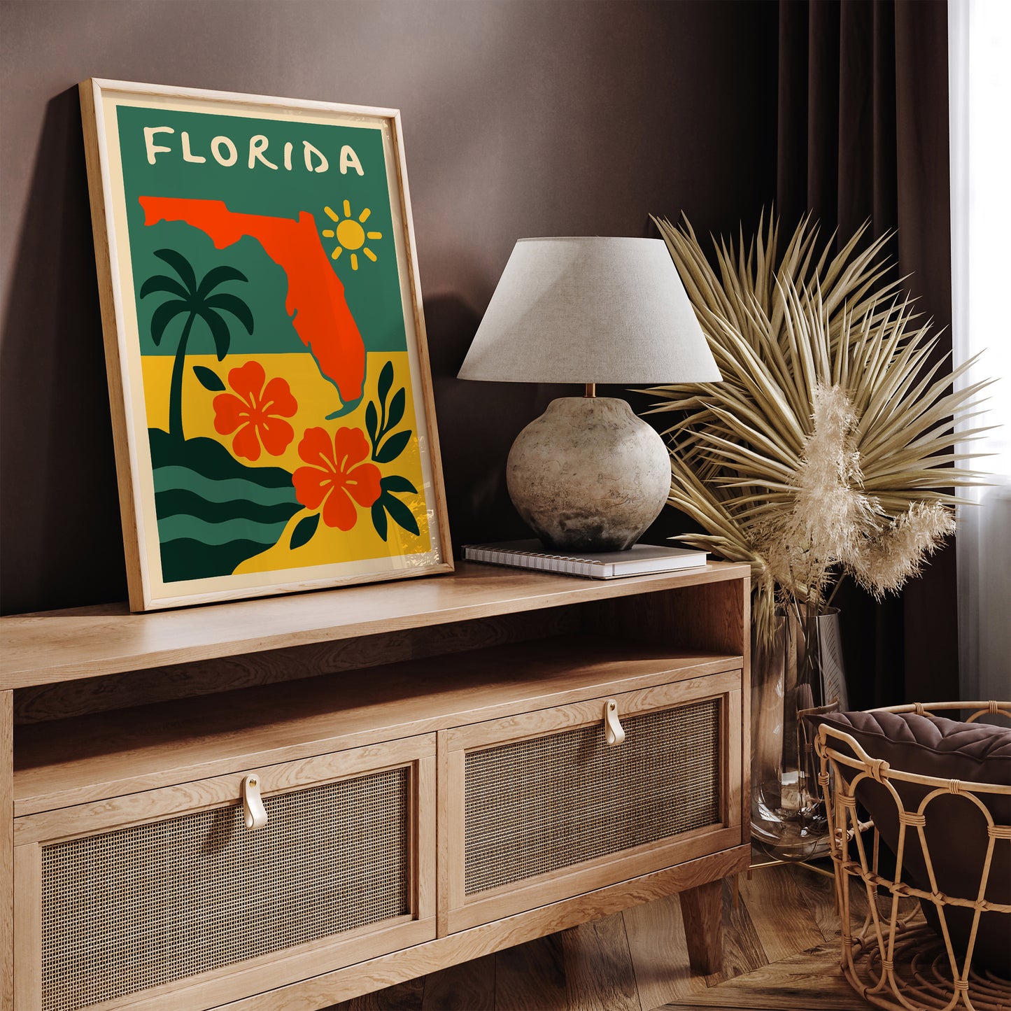 Florida Green & Yellow Travel Art Print 2026