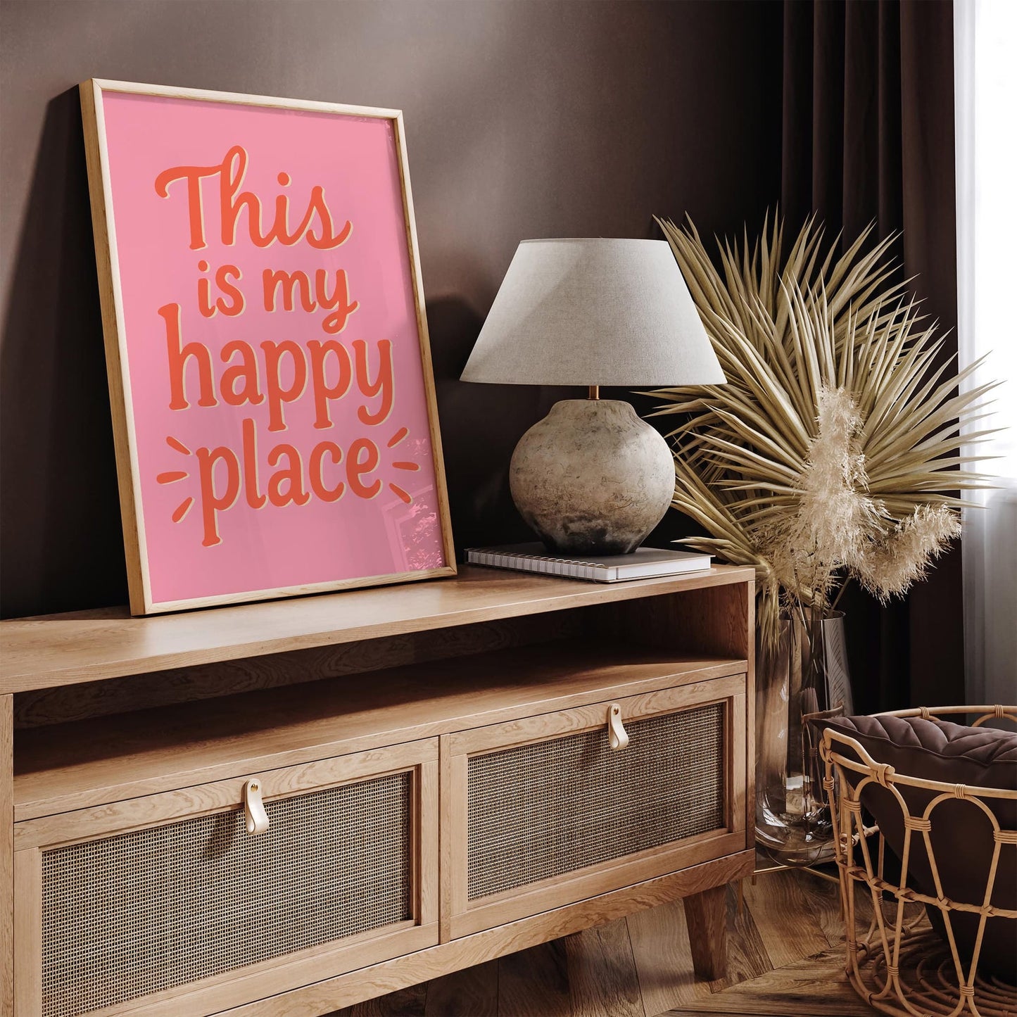 This is my happy place Poster - Positive Quote Pink Art Print