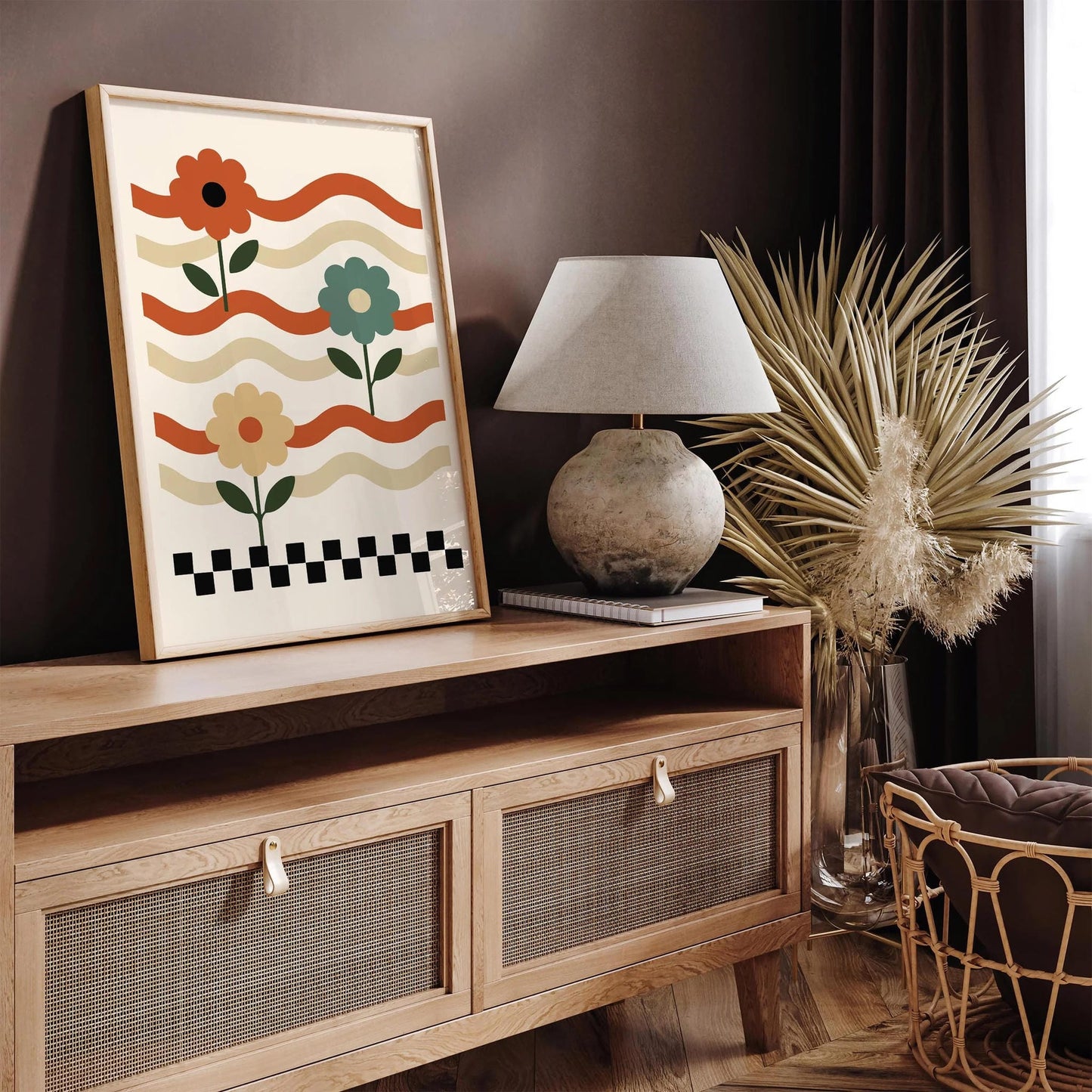 Abstract Retro Flowers Poster