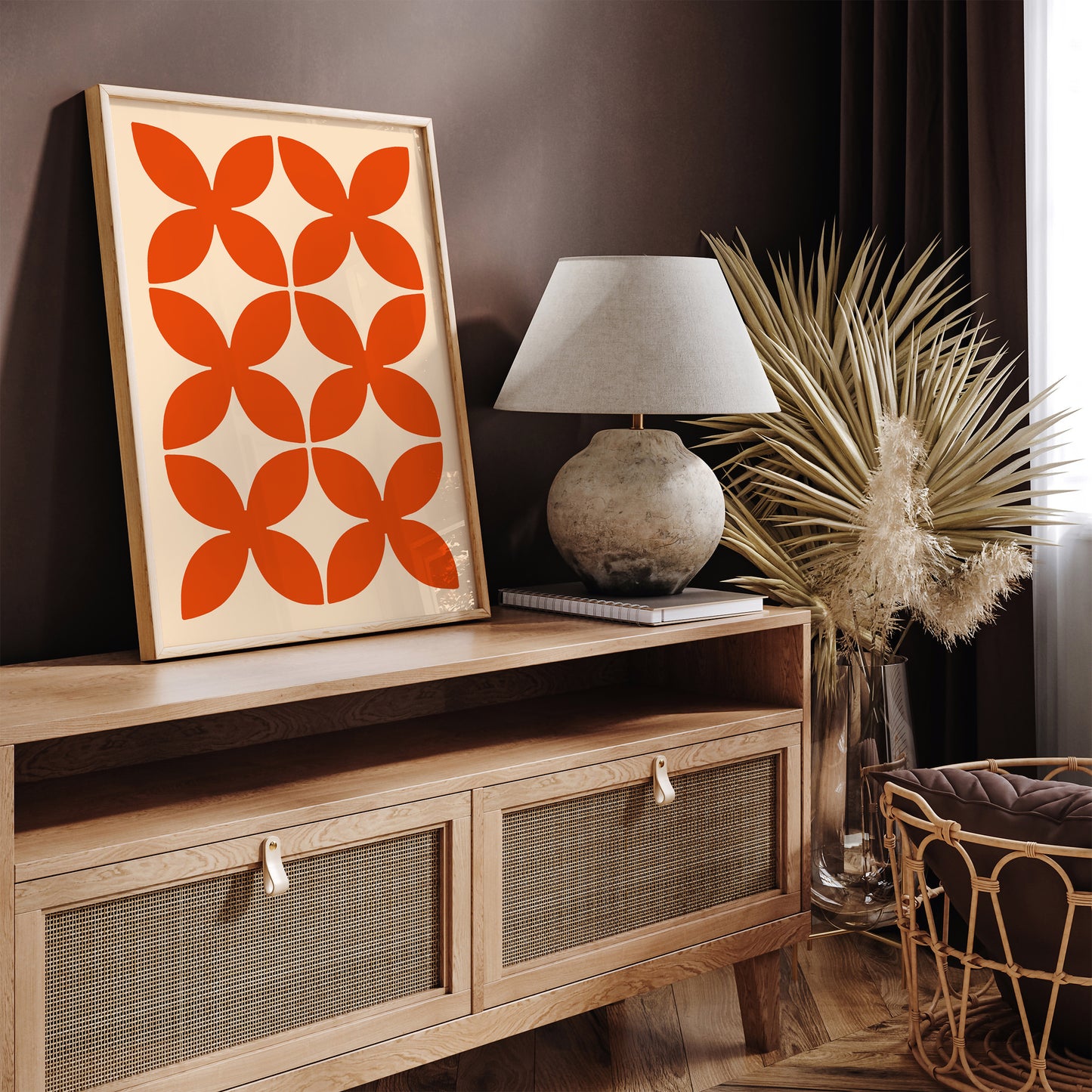 Retro Vibrant Red Abstract Shape Poster