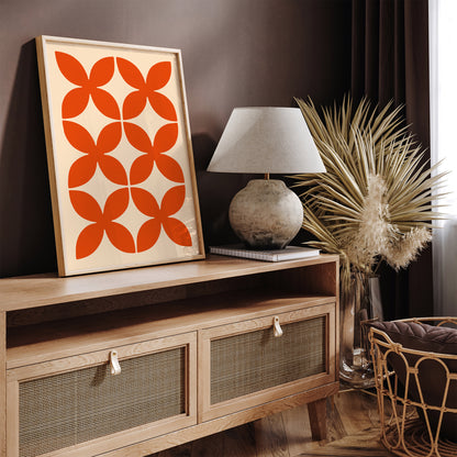 Retro Vibrant Red Abstract Shape Poster