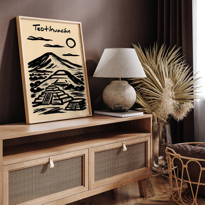 Teotihuacán Poster - Mexico Pyramid Travel Print