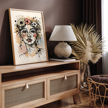 Portrait of Woman with Flowercrown Poster