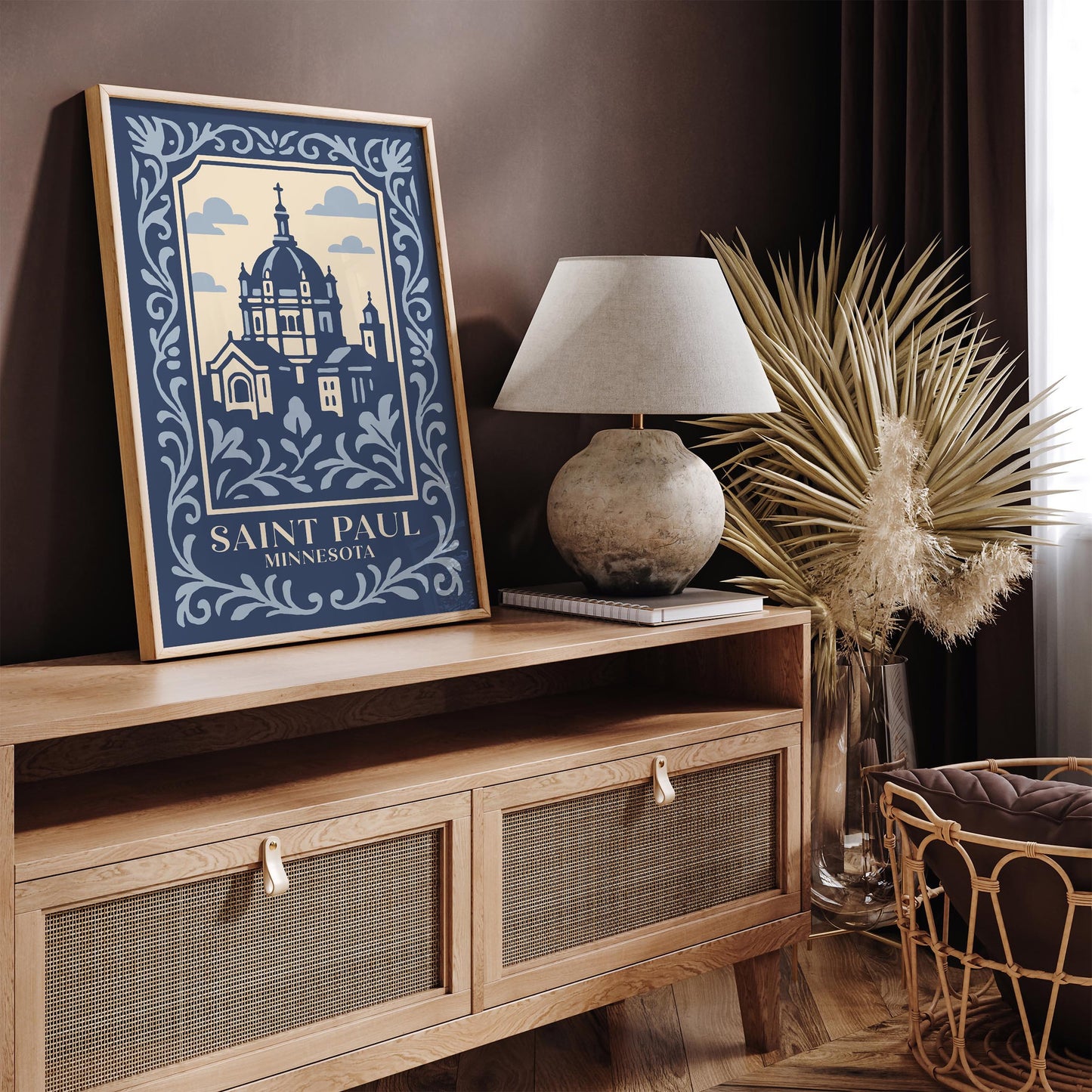 Saint Paul Minnesota Poster – Blue Travel Wall Art Print